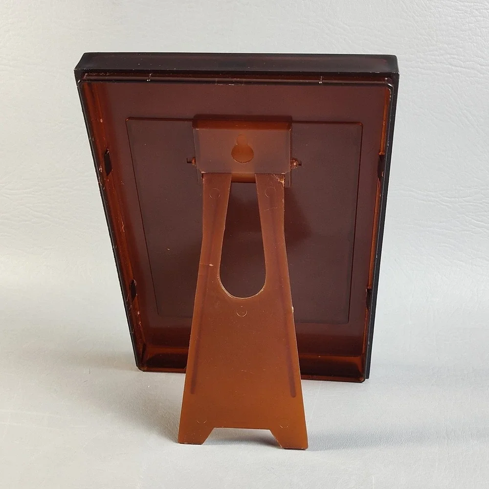 Vintage MCM Vanity‎ Jewelry Box With Freestanding Mirror Frame Lid Amber